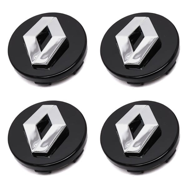4-Pack - Renault Centrumkåpor / Hjulnav Emblem - Bil 60mm - Svart