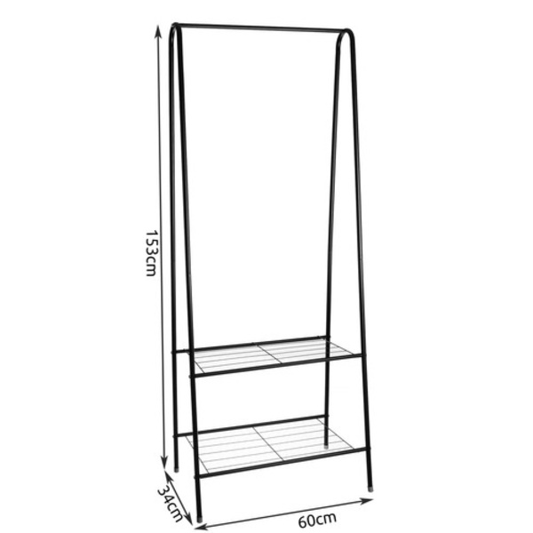 Klærhenger Stativ / Kåpestativ med Hyller - 150cm Black