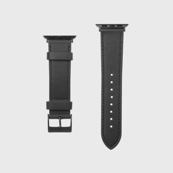 FIXED Äkta läderrem för Apple Watch 42/44/45/49mm Svart