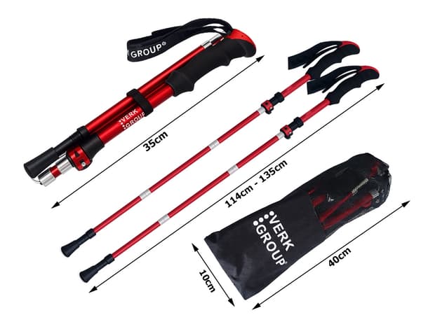 Gåstavar nordic walking set Red