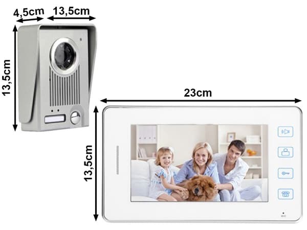 Porttelefon video kabel LCD grind Vit
