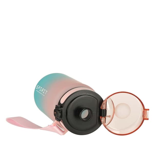 600ml Vattenflaska med Sugrör & Tidsmarkör Pink