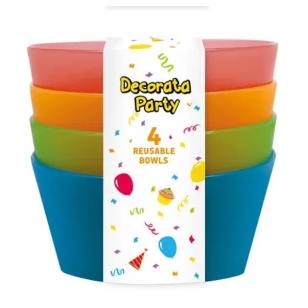 Färgad halvtransparent plast djup tallrik, 4-pack