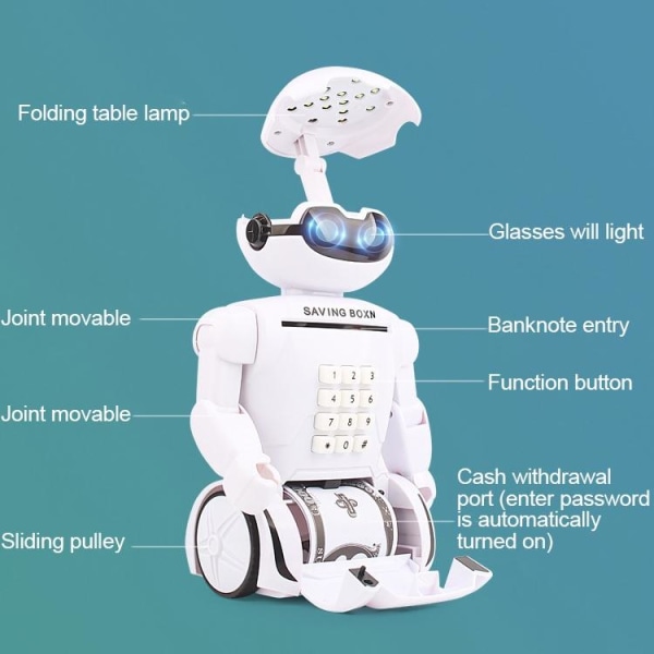 Sparegris / Sparegris til sedler - Interaktiv robot White