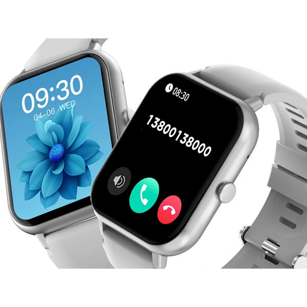 Smartklocka dam/herr gummiarmband sport bluetooth samtal grå grå