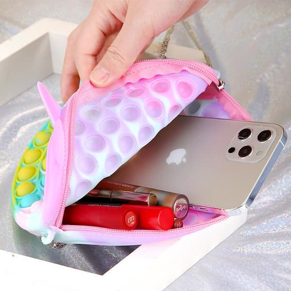 Skuldertaske Pop It Fidget Legetøj i Silikone MultiColor