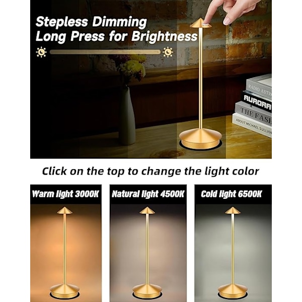 Bordslampa / Skrivbordslampa - Trådlös LED-lampa Guld