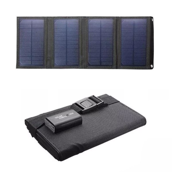 Solcelleoplader USB 10W - Oplad mobiltelefon & powerbank Black