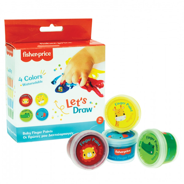 Fisher-Price Let's Draw fingermålarfärg för baby, 6 st