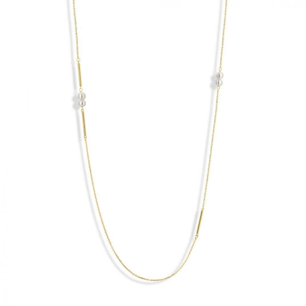 Vit pärlhalsband med guldton i Victoria-design
