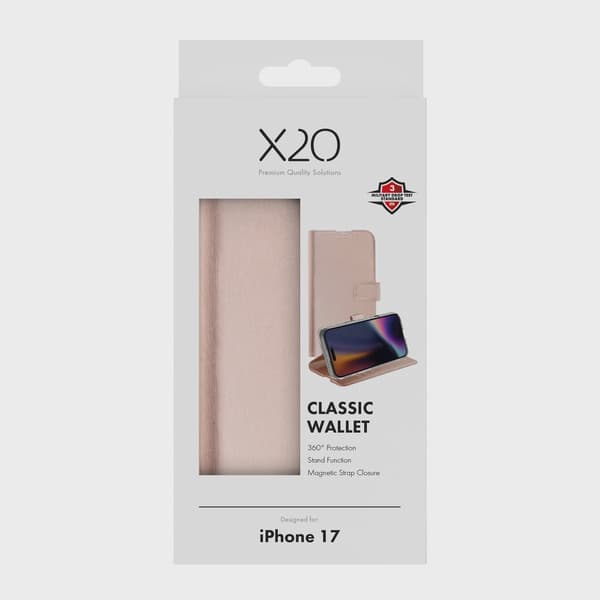 X2O Classic Wallet Plånboksfodral iPhone 17 Rose Gold