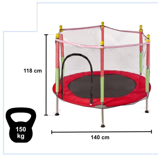 Studsmatta med Skyddsnät - 140 cm