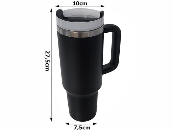 Termosmugg 1.2 L med sugrör Black