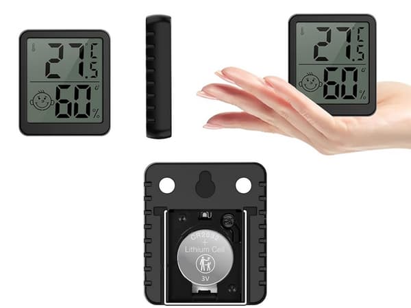 Digital termometer mini väderstation rumshygrometer batterimagnet Black