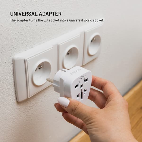 FIXED Reseadapter Schuko EU/Världen Vit