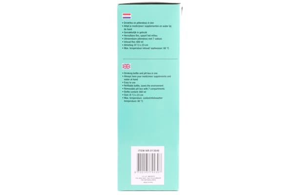 Vattenflaska med pillerfack 600 ml mix