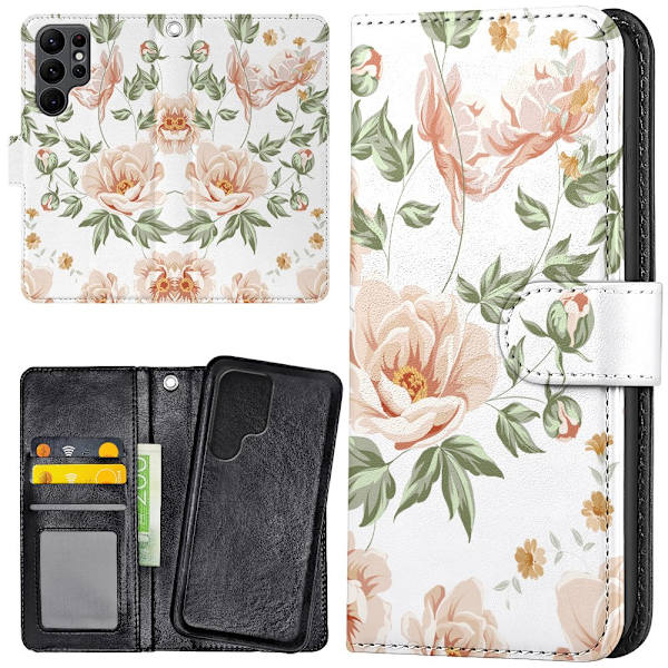 Samsung Galaxy S24 Ultra - Lompakkokotelo/Kuoret Kukkakuosi