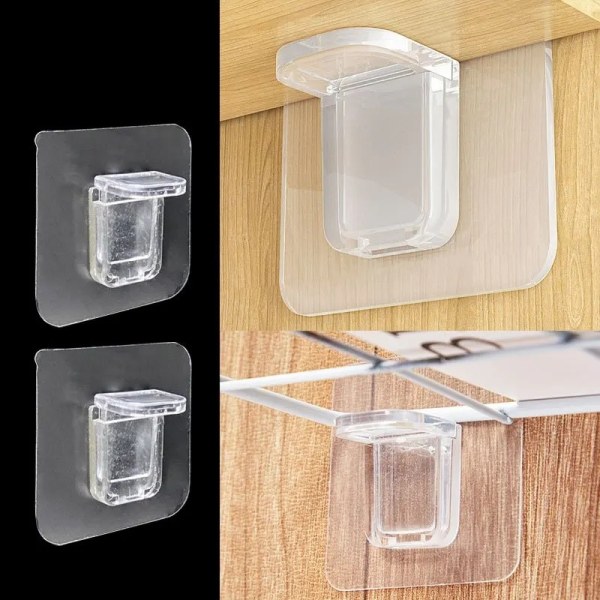 6-Pack Hyllhållare Självhäftande - Hyllplanshållare Transparent