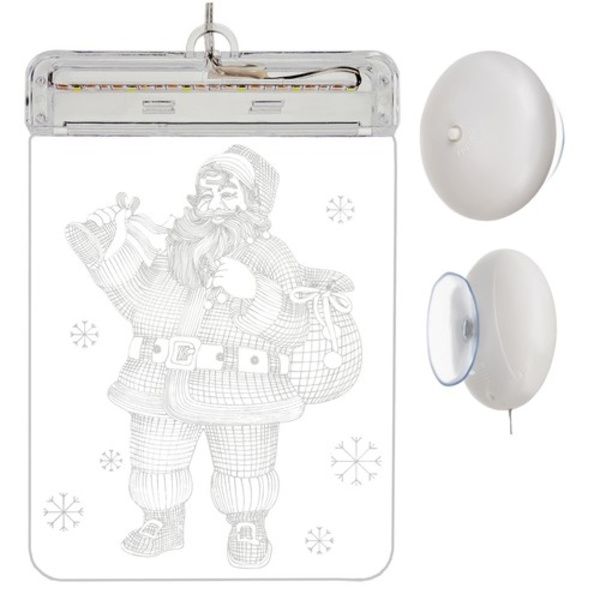 3D LED-skylt med Sugkopp - Tomte