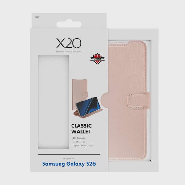 X2O Classic Wallet Plånboksfodral Samsung Galaxy S26 Rose Gold