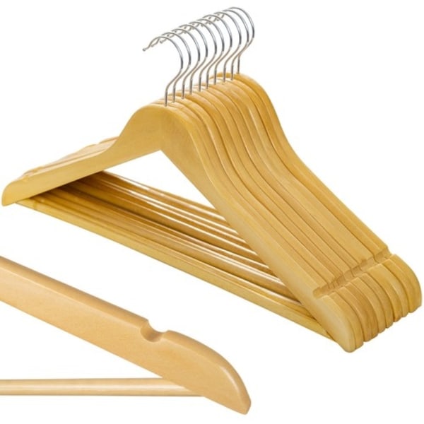 10-Pack - Trägalgar / Galgar i Trä - Klädhängare