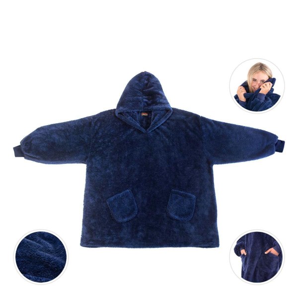 Snug Rug - Oversized Hoodie med Luva - Filt Mörkblå