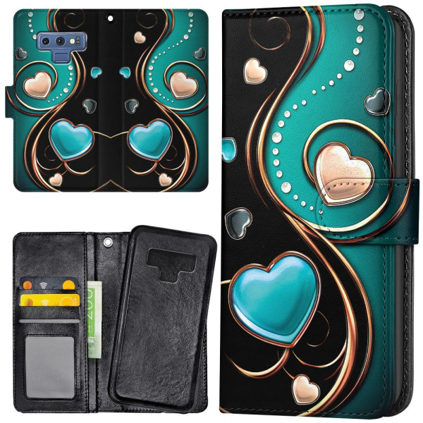 Samsung Galaxy Note 9 - Plånboksfodral/Skal Hjärtan