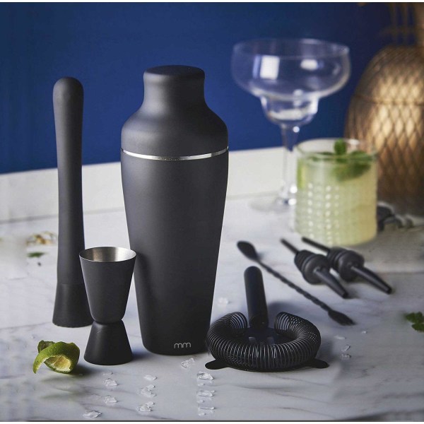 Bartender Kit med Shaker & Tilbehør - Barsæt / Cocktail Sæt Black