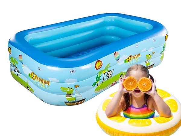 Uppblåsbar pool - Rektangulär familjepool för barn