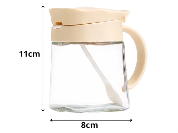 Kryddburk glas 300 ml med sked Vit