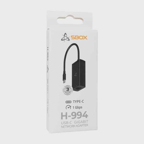 SBOX USB-C LAN Adapter Svart