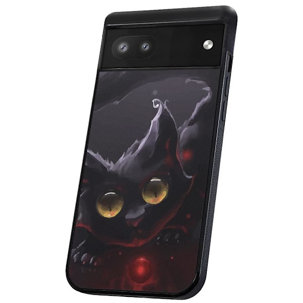 Google Pixel 6A - Deksel/Mobildeksel Svart Katt