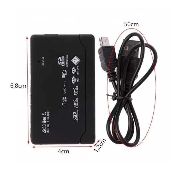 Multikortläsare USB 2.0 – Stöd för 150 Minneskort