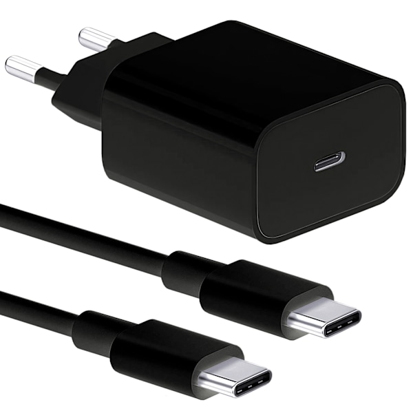 Laddare för Samsung 25W - Snabbladdare USB-C - Strömadapter+Kabel 2m Black