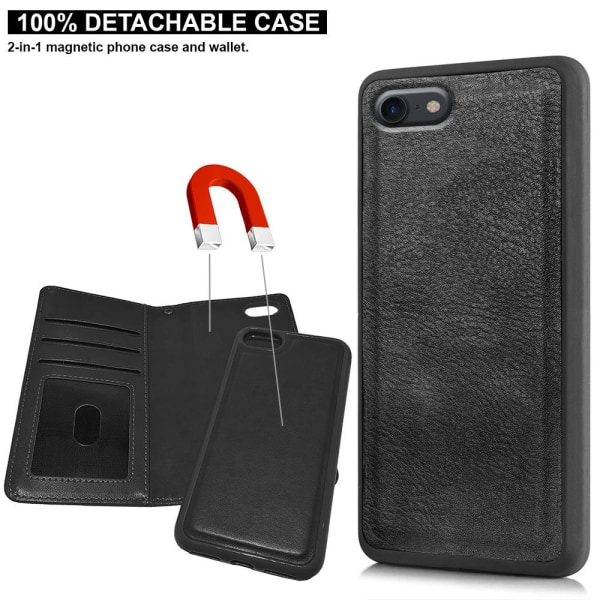 iPhone 7/8/SE - Plånboksfodral / Mobilskal med Magnet Black