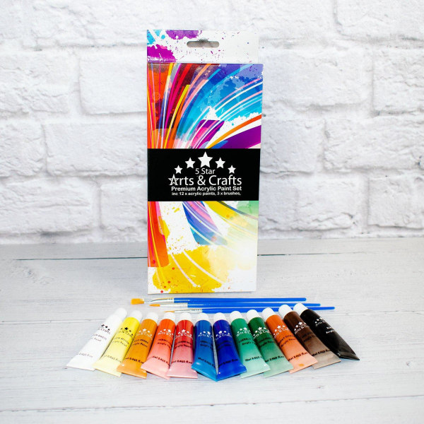 Sett med akrylmaling - 12 farger - (12 ml) - Kunstnermaling Multicolor