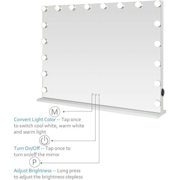 Sminkespeil LED / Hollywoodspeil - 80x60cm White