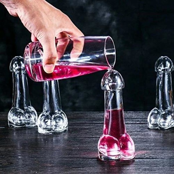 Penis Glas - Shotglas - Penis / Penisglas - Glas - 15 cl Transparent 2-Pack