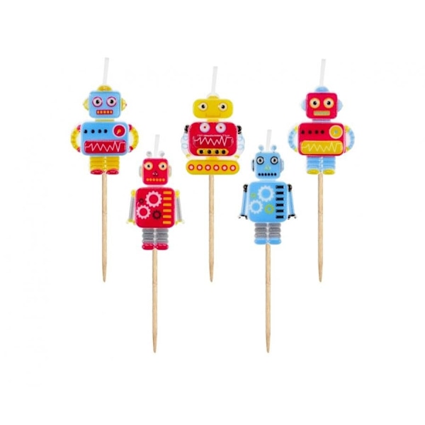 Robot Future tårtljus, set med 5 ljus