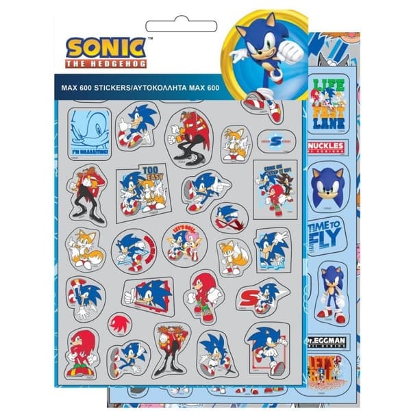 600-bitars klistermärkesset med Sonic the Hedgehog