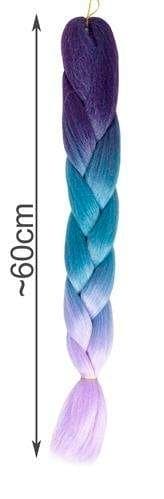 Jumbo Braid / Løshår Hårfletning - 60 cm Lila/Blå