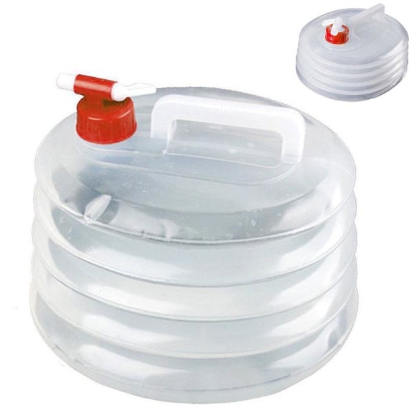 2-Pack - 5L Vattendunk med Kran - Hopfällbar Vattenbehållare Transparent 2-Pack