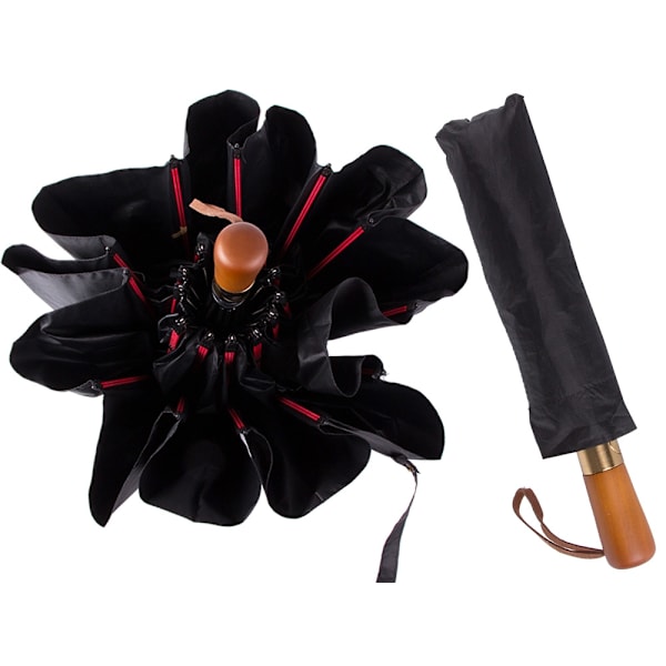 Paraply fällbart paraply automatisk svart unisex elegant stor anständig