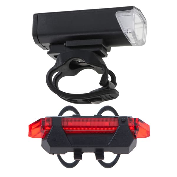 LED-cykellampa bak/fram, set med USB