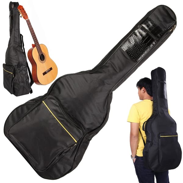 Akustisk klassisk gitarrfodral med fickor hängslen gitarrhållare