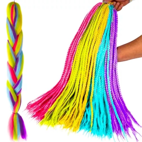 Jumbo Braid / Löshår Hårfläta - 60 cm MultiColor Multifärg