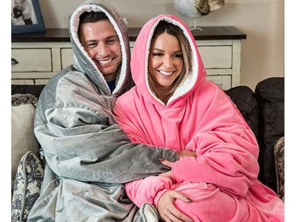 Oversized Hoodie med Hætte – Tæppe Pink