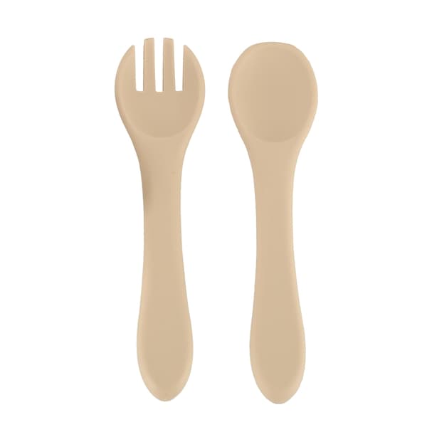Barnservis / Barnbestick i Silikon - 8-delar Beige