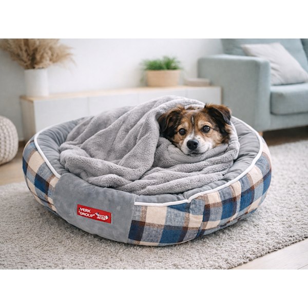 Hundbädd mjuk fluffig small medium Grey