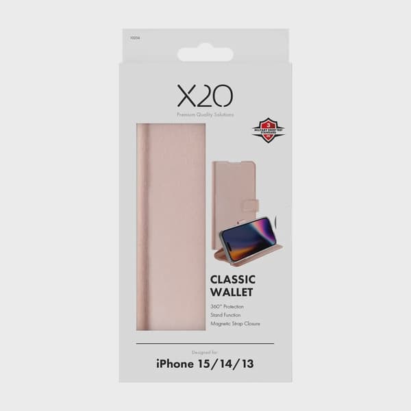 X2O Classic Wallet Plånboksfodral iPhone 15/14/13 Rose Gold